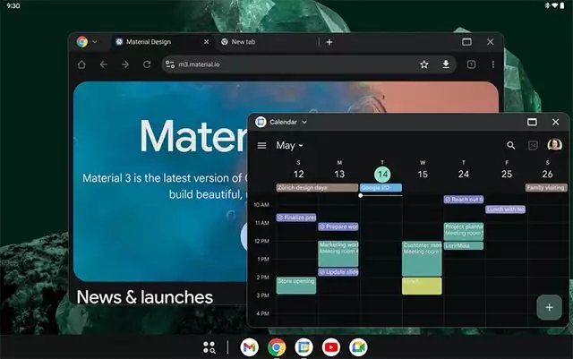 La interfaz de Android en tabletas, organizada en ventanas