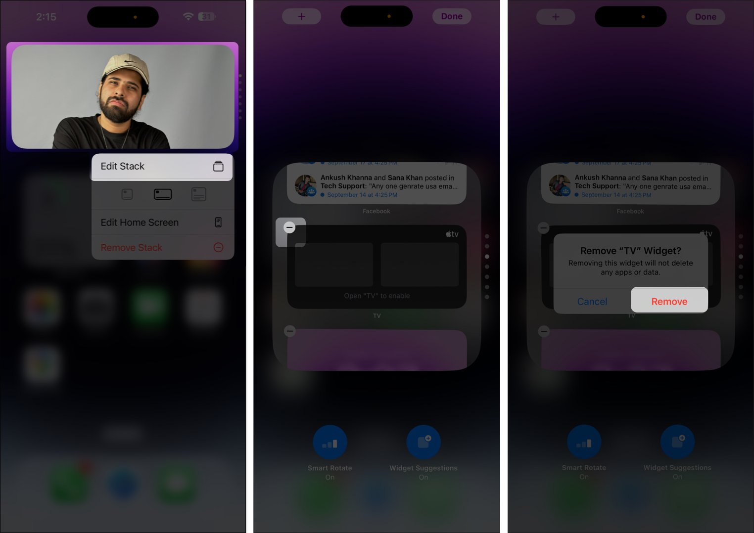 Cómo eliminar un widget de Smart Stack en el iPhone