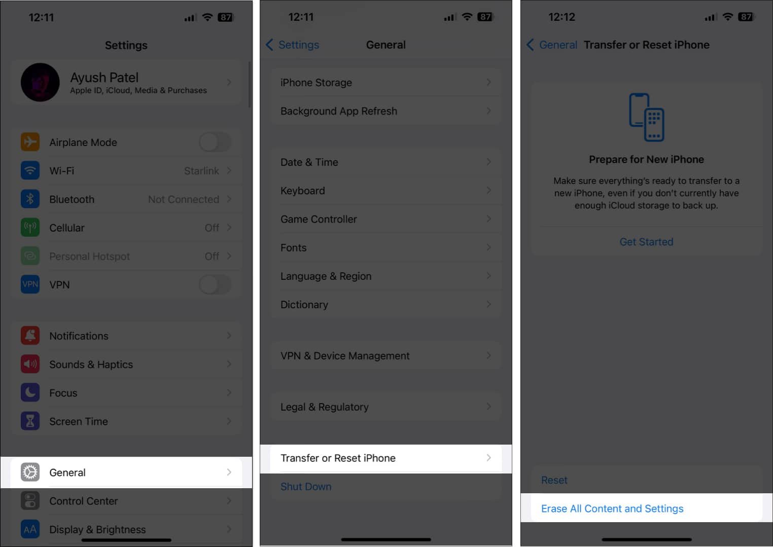 Borrar todo el contenido y la configuración del iPhone