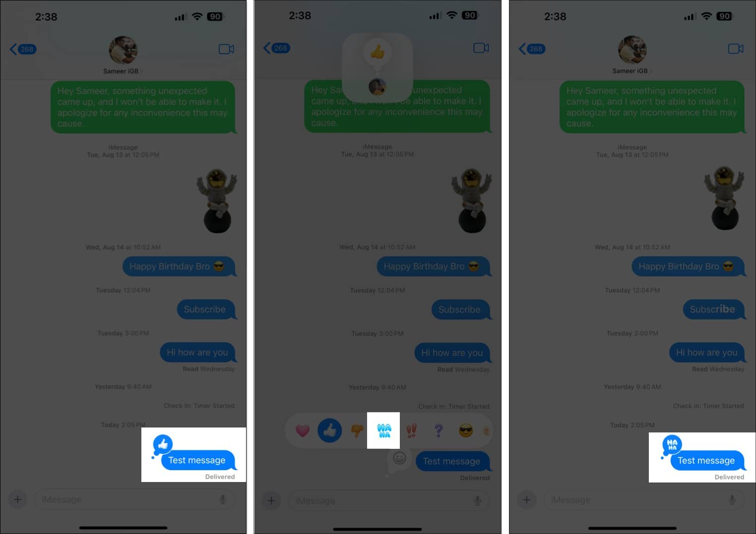 Cómo editar la reacción del emoji para un mensaje en la aplicación Mensajes de iPhone
