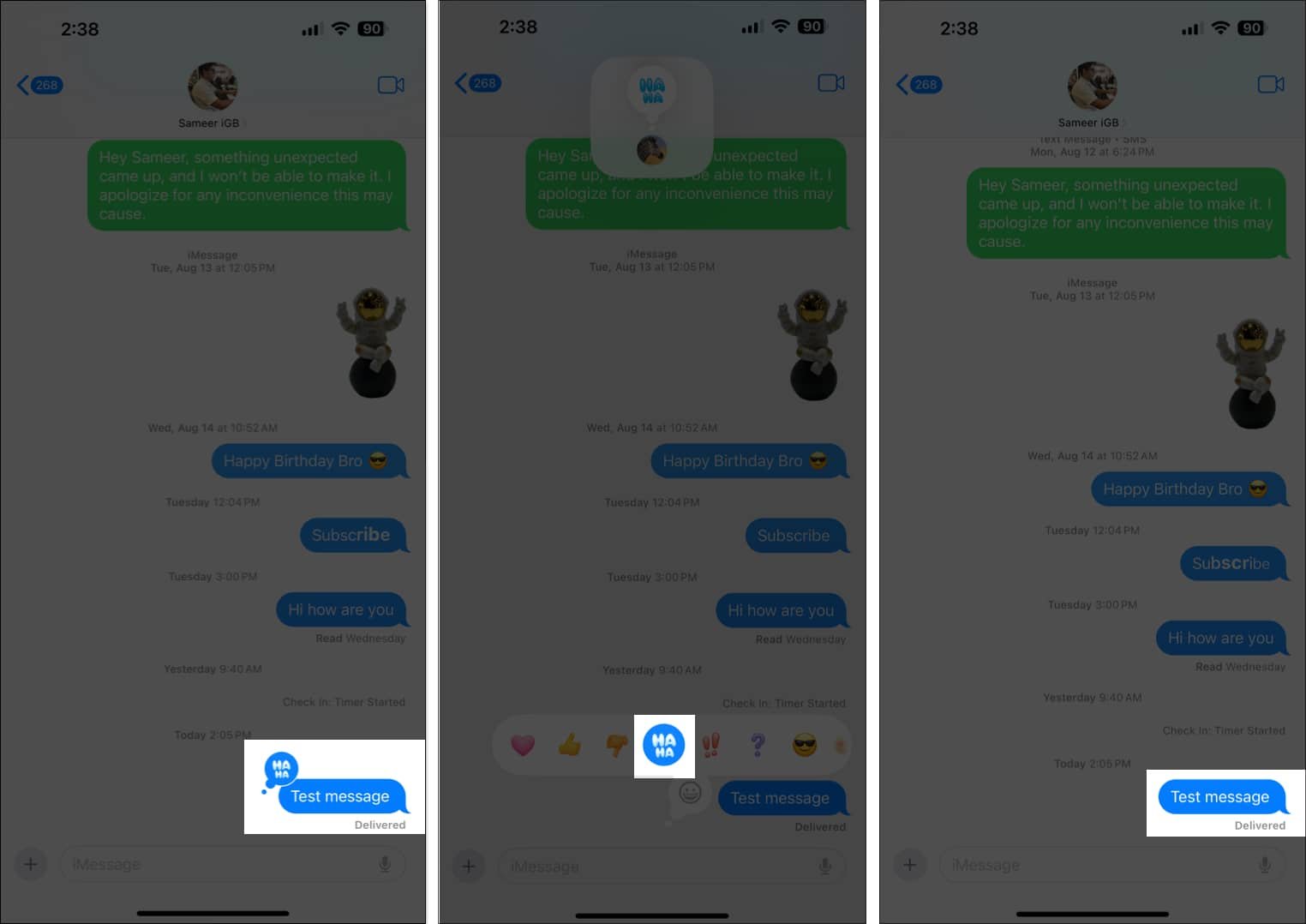 Cómo eliminar un emoji de Tapback de un mensaje en la aplicación Mensajes en un iPhone