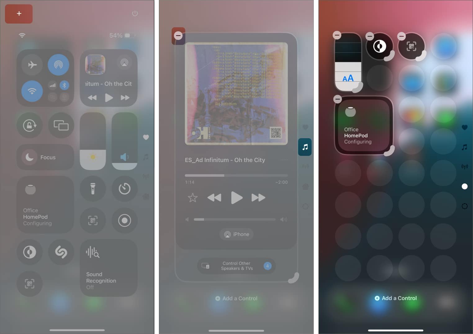 Eliminar la nueva pantalla del centro de control creada personalizada en iPhone