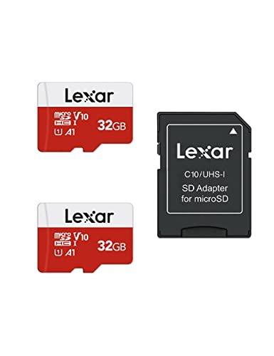 Tarjeta Micro SD Lexar de 32 GB, paquete de 2 tarjetas de memoria Micro SD con adaptador SD, velocidad de lectura de hasta 100 MB/s, UHS-I, U1, A1, V10, C10, tarjeta de memoria microSDHC