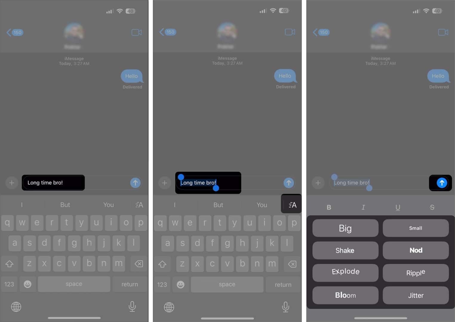 Enviar mensaje de texto con efecto en iMessage con iOS 18