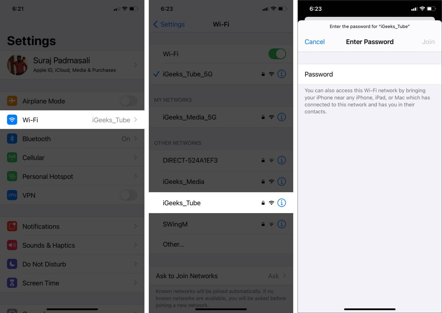 unirse a la red wifi en iphone