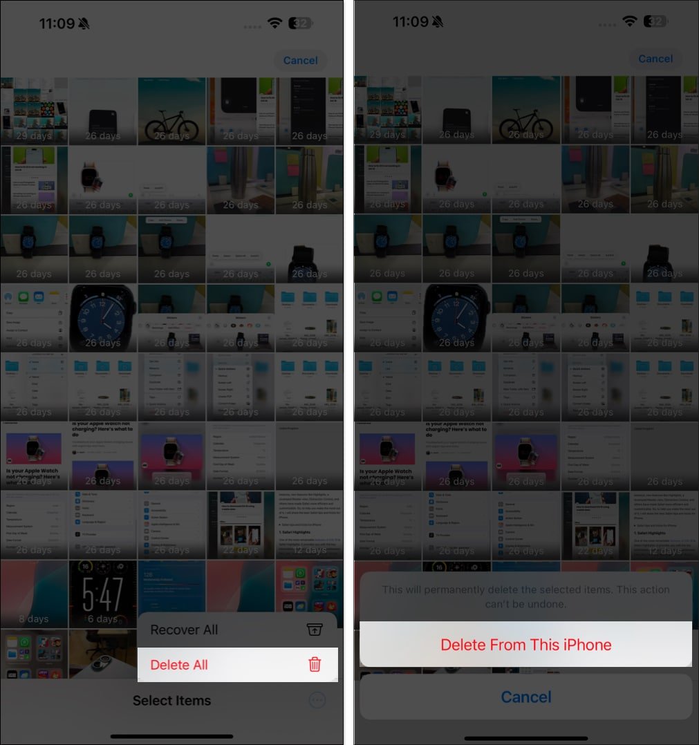 Deleting photos and videos from the Recently Deleted folder in Photos