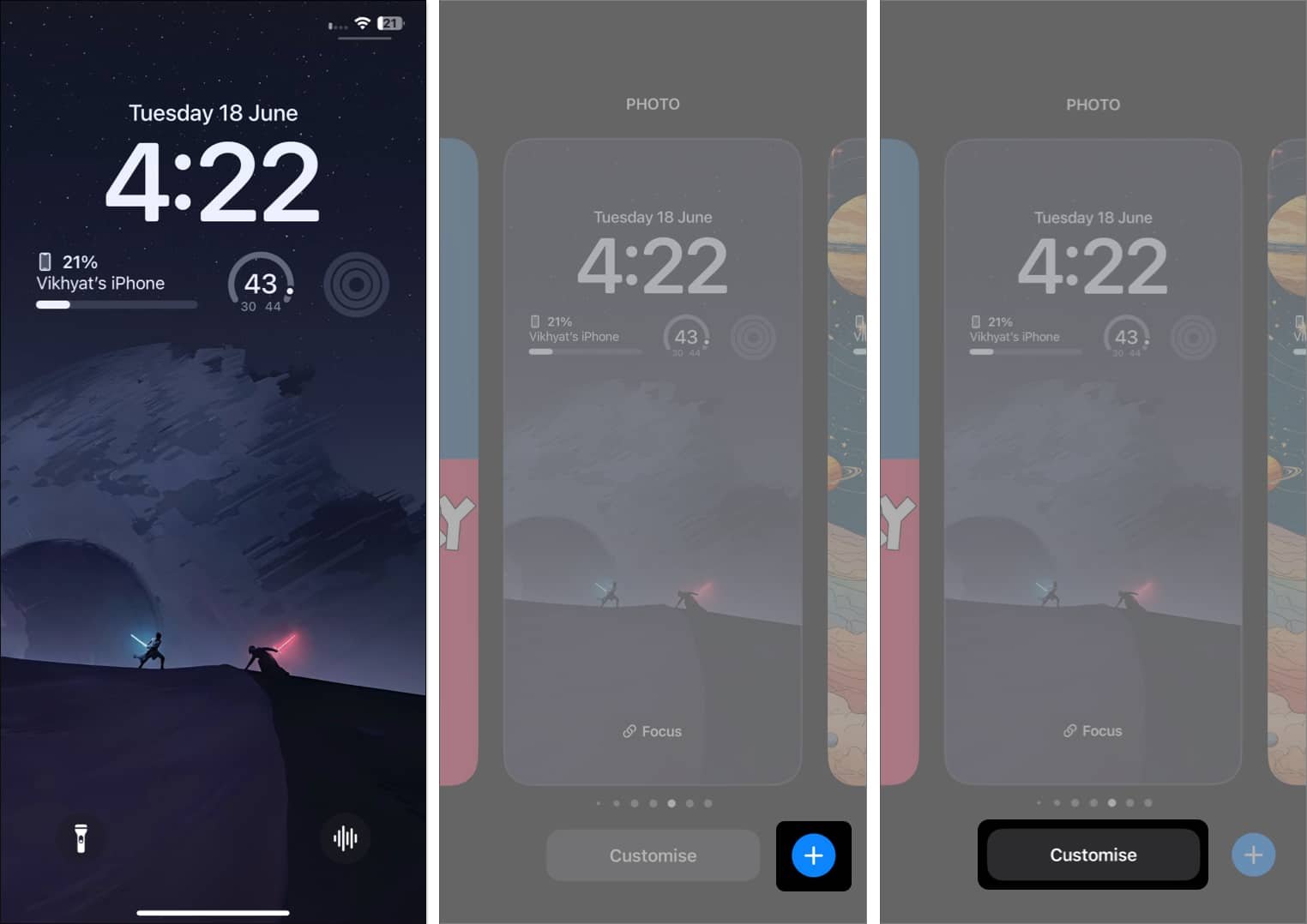 Ingrese al modo de edición en la pantalla de bloqueo del iPhone para personalizar