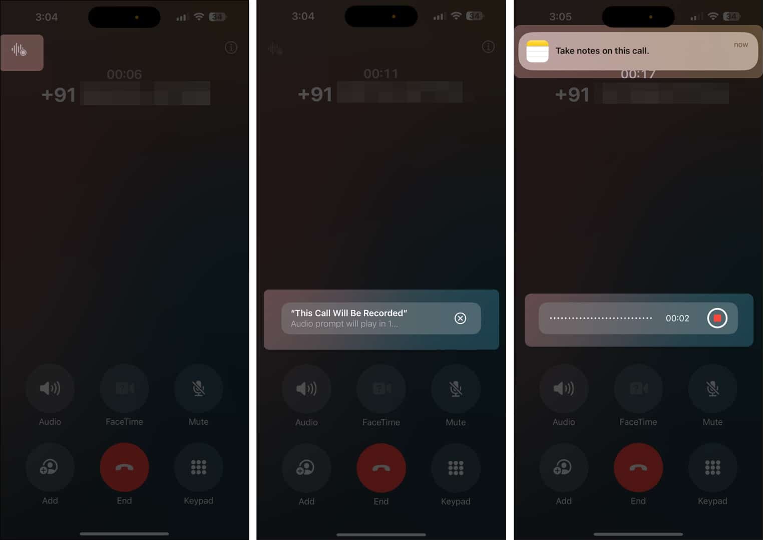 Grabar una llamada telefónica a través de la aplicación Teléfono en un iPhone en iOS 181