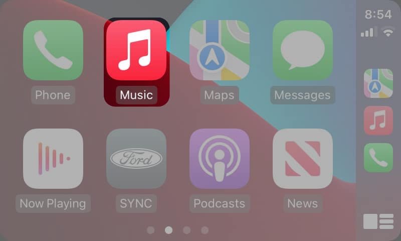 Abra la aplicación Música en la pantalla de su automóvil
