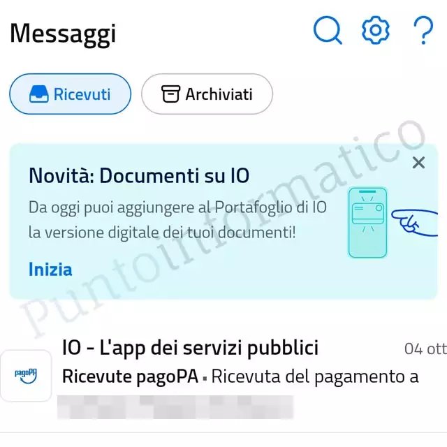 El mensaje que le notifica sobre la disponibilidad de IT-Wallet en la aplicación IO