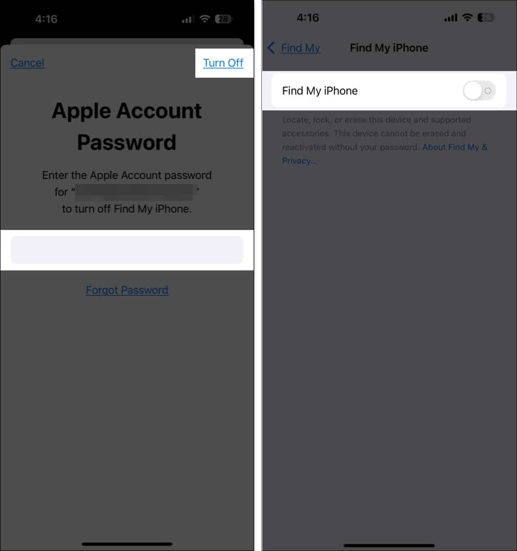 Desactivar Buscar mi en un iPhone