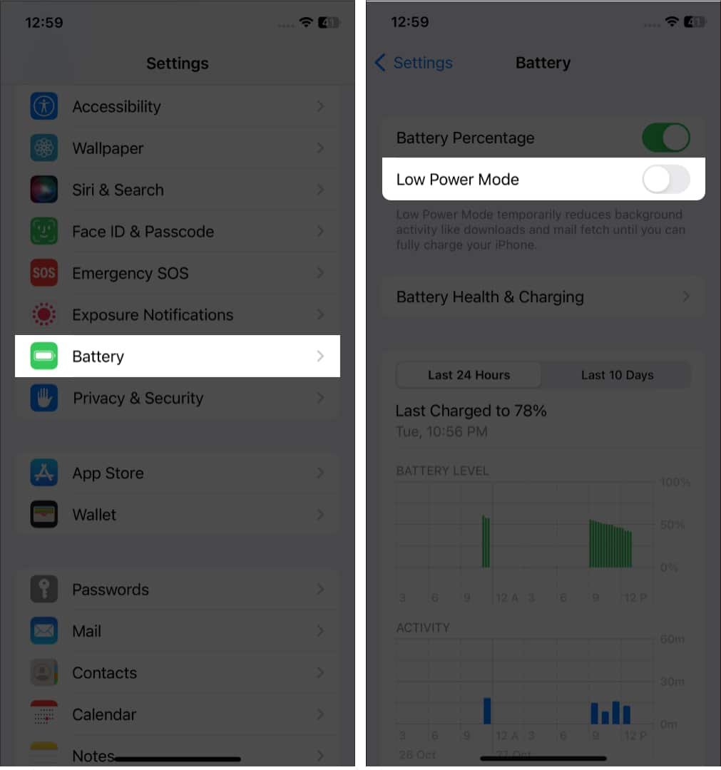Desactivar el modo de bajo consumo en un iPhone