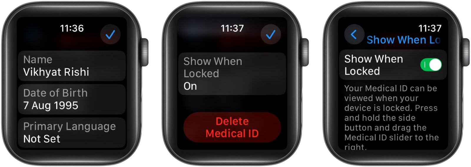 Active Mostrar cuando está bloqueado después de ingresar sus datos en la configuración de Apple Watch Health