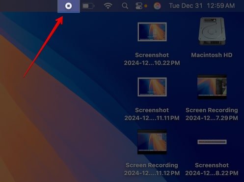 Detener la grabación de pantalla en Mac