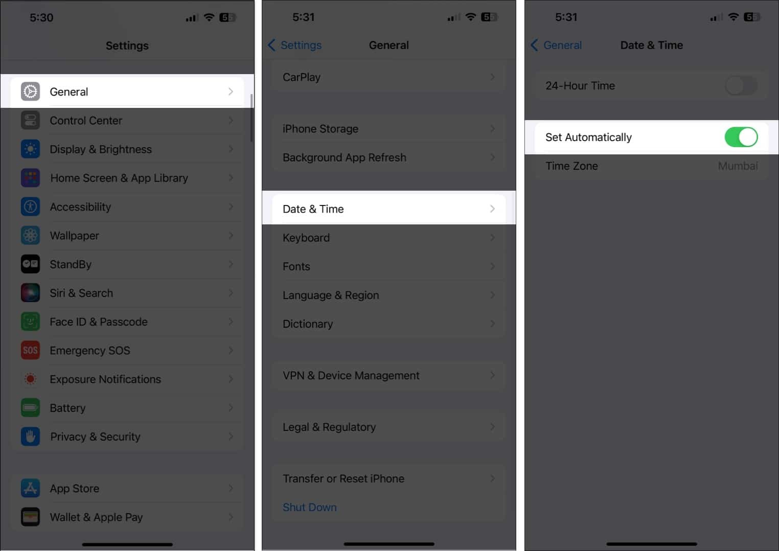 Configurar el iPhone para que actualice la fecha y la hora automáticamente