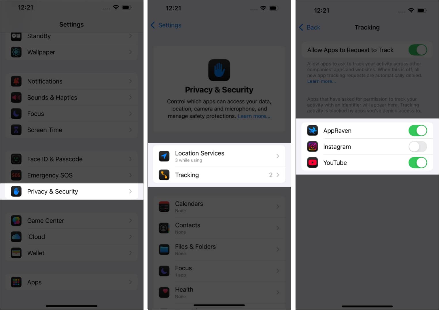 Deshabilitar nuevas solicitudes de seguimiento de aplicaciones en un iPhone