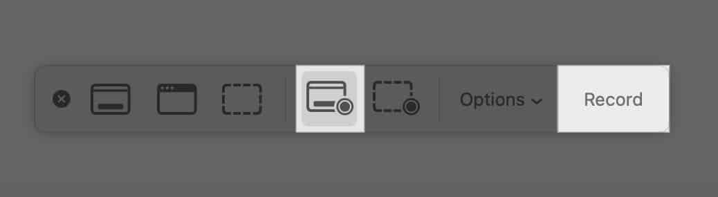 Haga clic en Grabar en la herramienta de captura de pantalla de su Mac