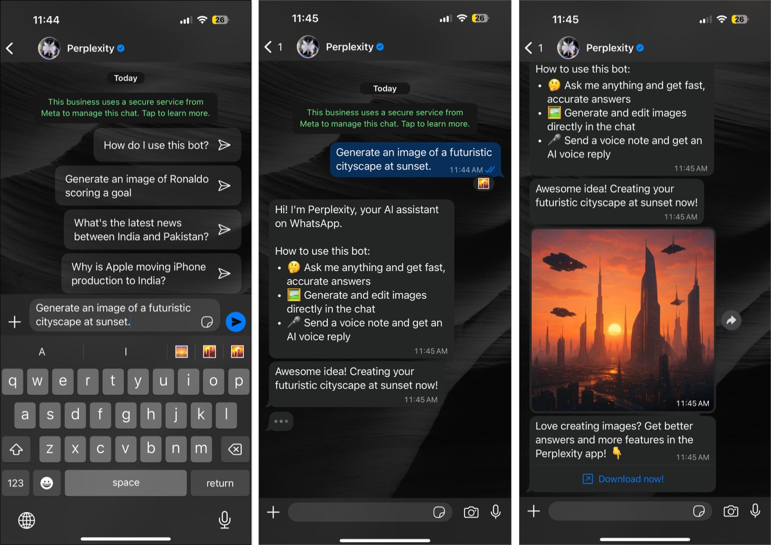 Agregue una descripción clara para generar imagen usando la perplejidad en whatsapp